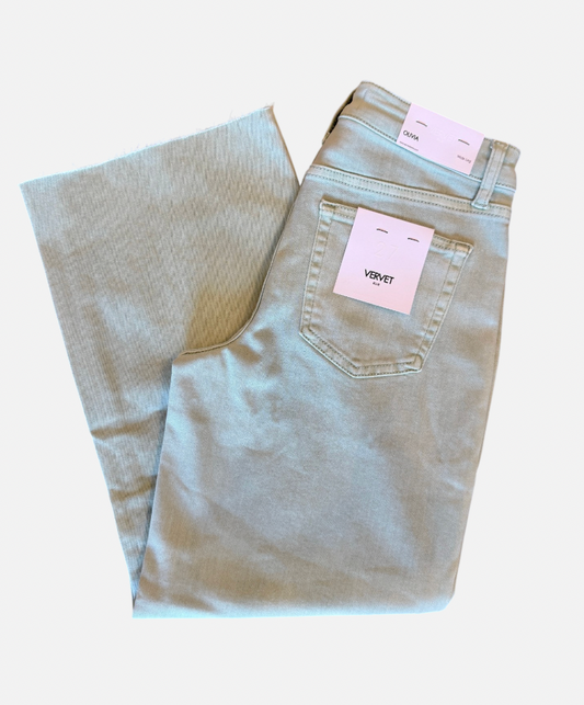 Cropped Wide Leg: Olive