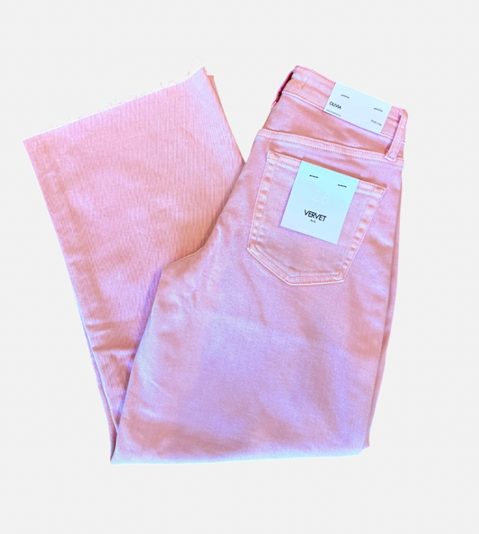 Cropped Wide Leg: Baby Pink