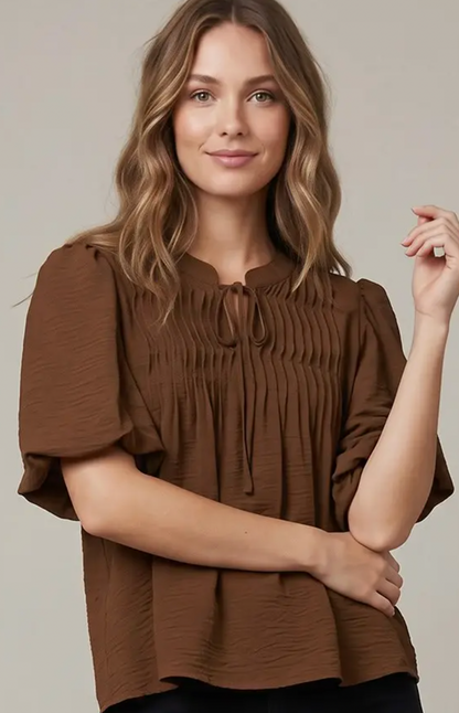 Pleated Flow Top: