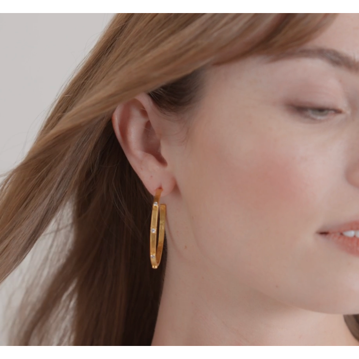 Crescent Stone Hoop - Cubic Zirconia - Lrg