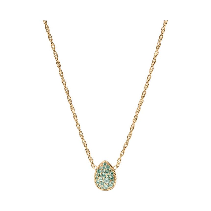 Birthstone Teardrop Delicate Necklace - Aquamarine