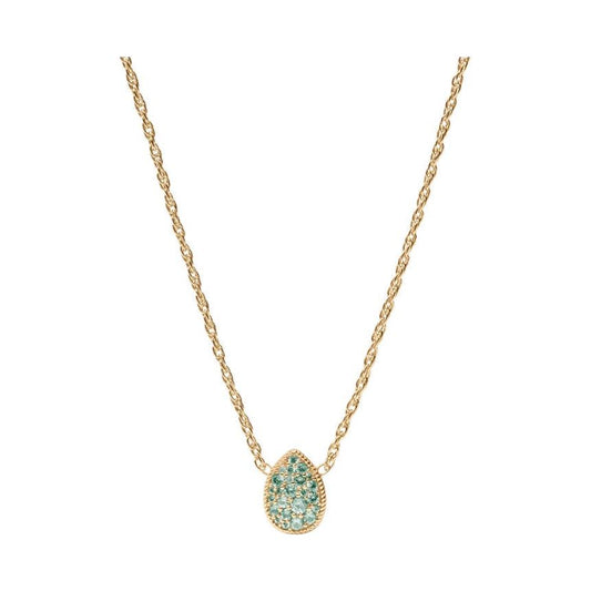 Birthstone Teardrop Delicate Necklace - Aquamarine