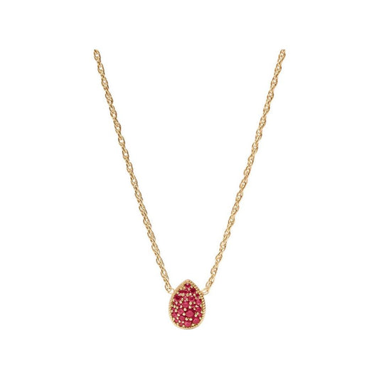 Birthstone Teardrop Delicate Necklace - Ruby