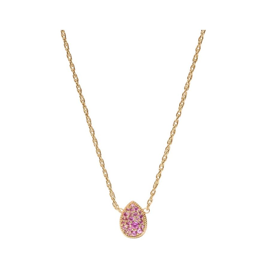 Birthstone Teardrop Delicate Necklace - Pink Tourmaline