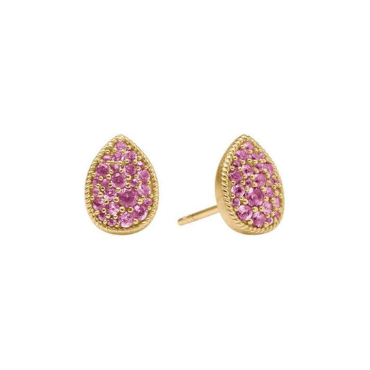 Birthstone Teardrop Stud - Pink Tourmaline