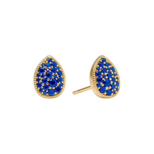 Birthstone Teardrop Stud - Sapphire Blue