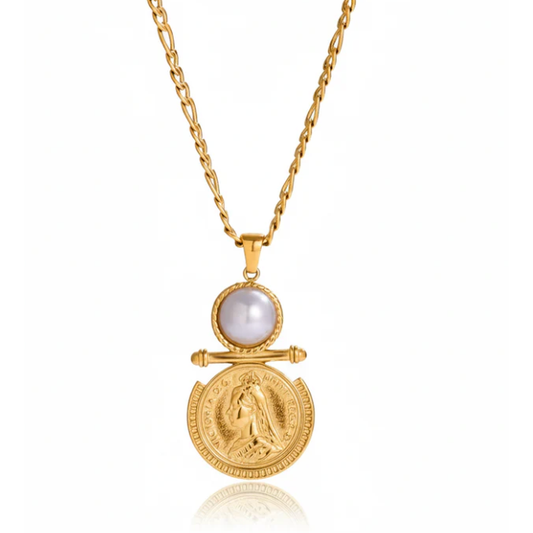 Queen Victoria Coin Pearl Necklace