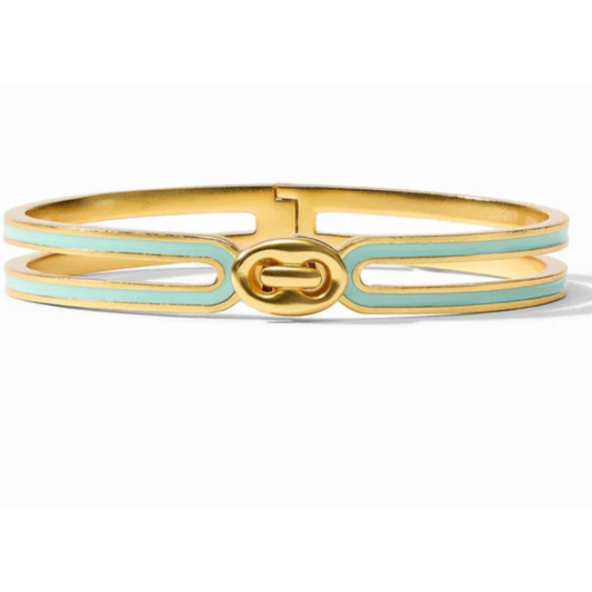 Laguna Enamel Hinge Bangle - Aqua Enamel