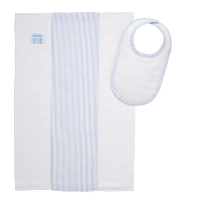 Blue Seersucker Bib + Cloth Set