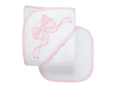 Bow Baby Hooded Towel & Washcloth Set