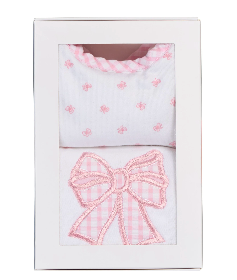Bow Bib + Burp Cloth Set