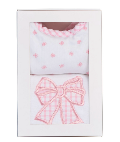 Bow Bib + Burp Cloth Set