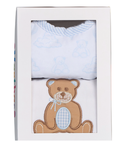 Blue Bear Bib + Burp Cloth Set