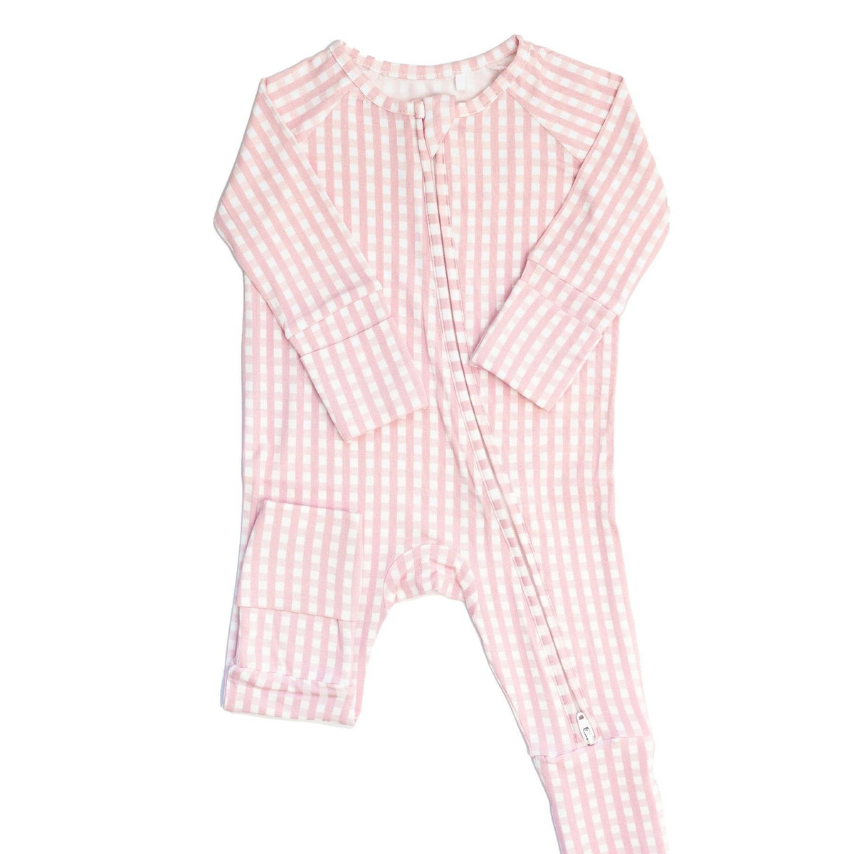 Pink Gingham Sleep Romper: