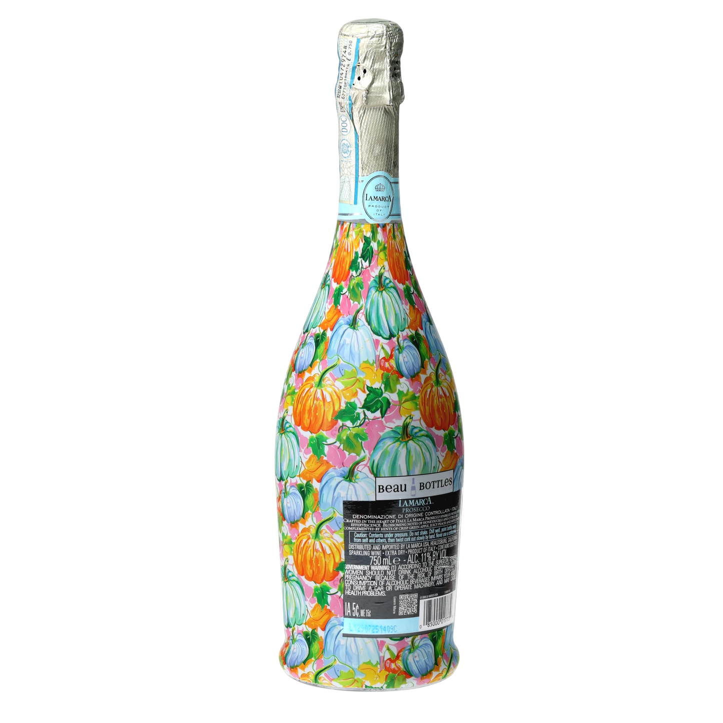Orange & Blue Pumpkins Prosecco Bottle Wrap