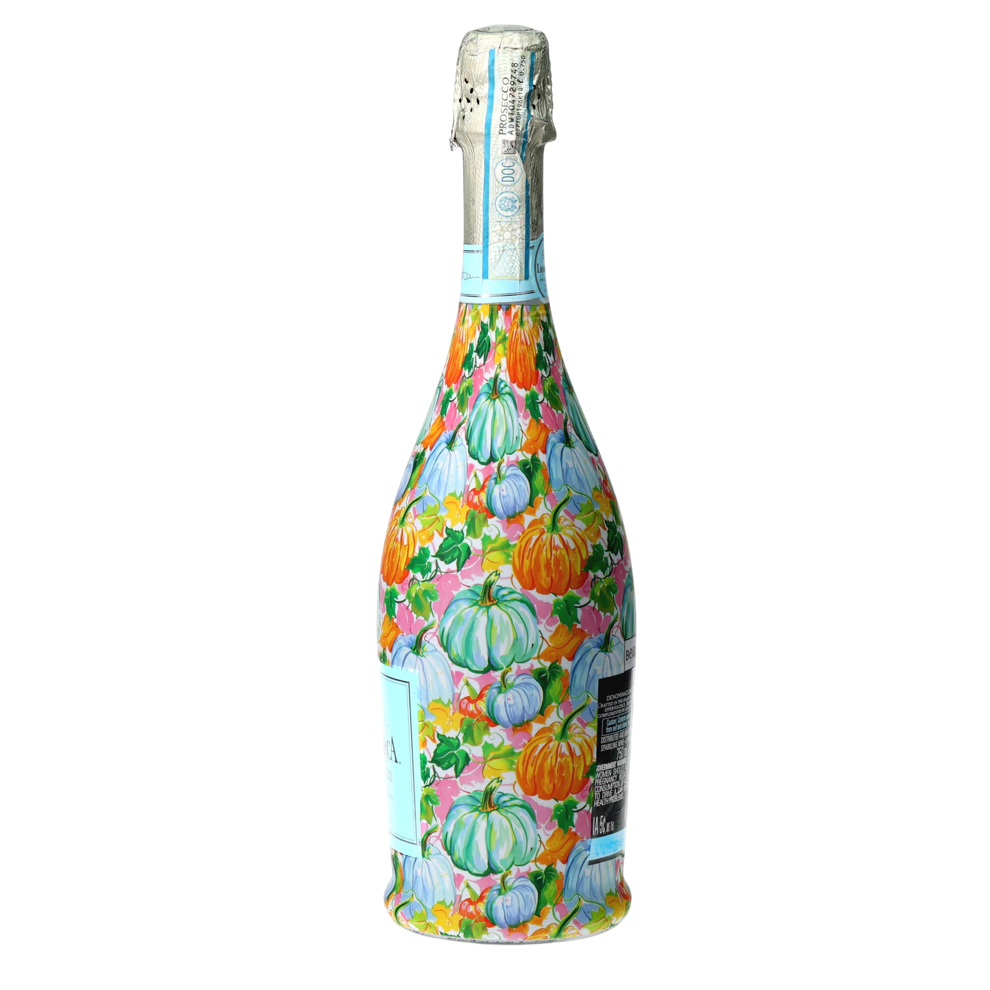 Orange & Blue Pumpkins Prosecco Bottle Wrap