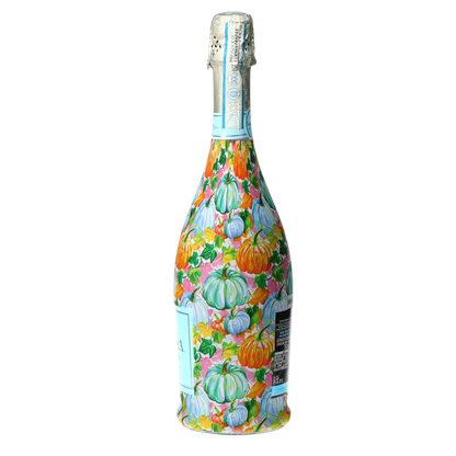 Orange & Blue Pumpkins Prosecco Bottle Wrap