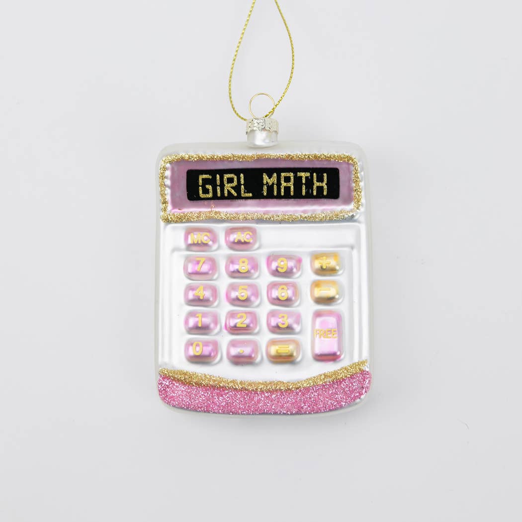 Girl Math - Funny Calculator Glass Ornament, Holiday Gift