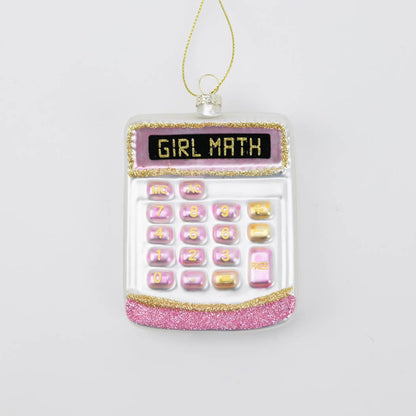 Girl Math - Funny Calculator Glass Ornament, Holiday Gift