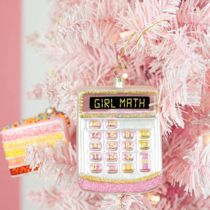 Girl Math - Funny Calculator Glass Ornament, Holiday Gift