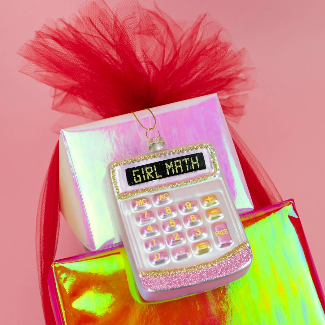 Girl Math - Funny Calculator Glass Ornament, Holiday Gift