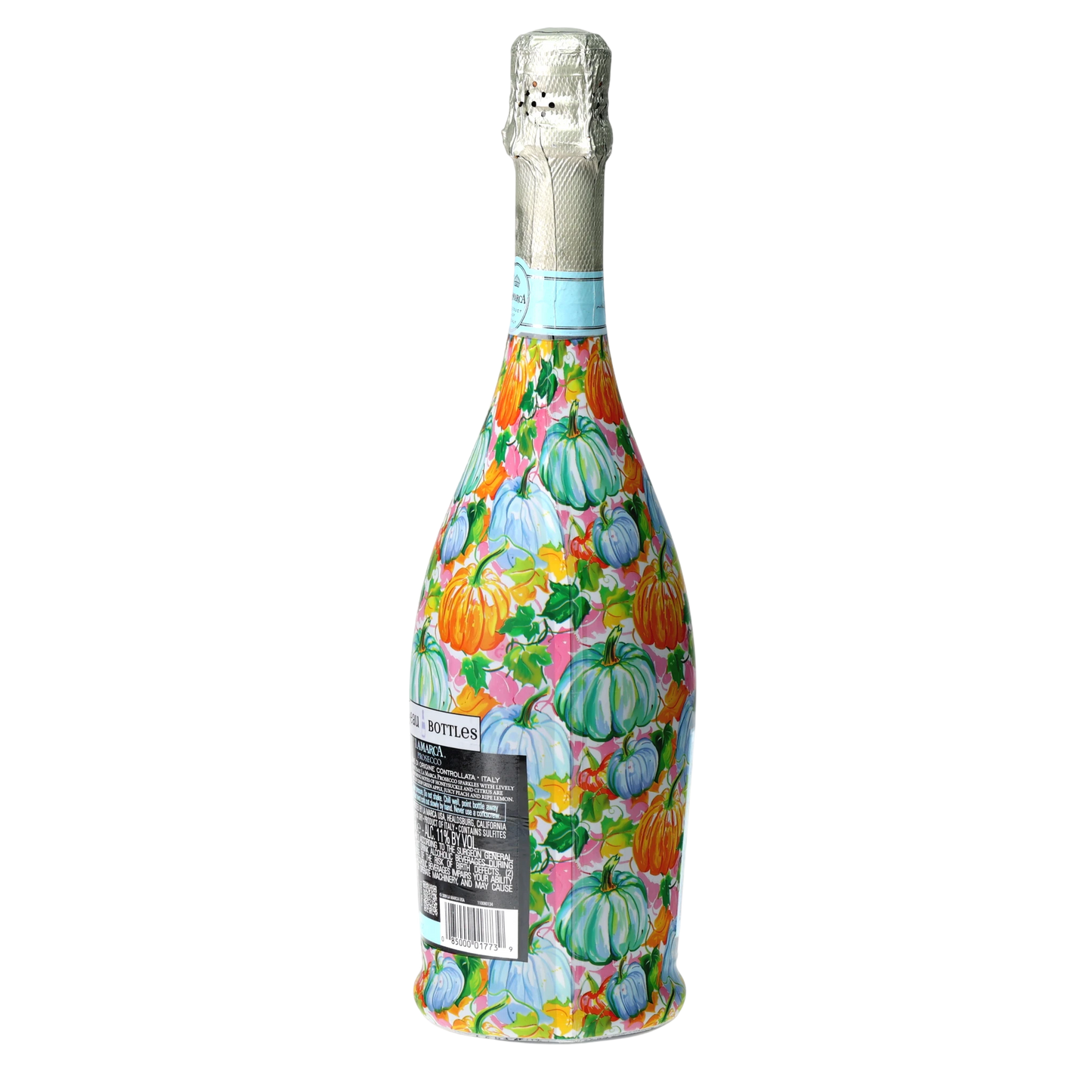 Orange & Blue Pumpkins Prosecco Bottle Wrap