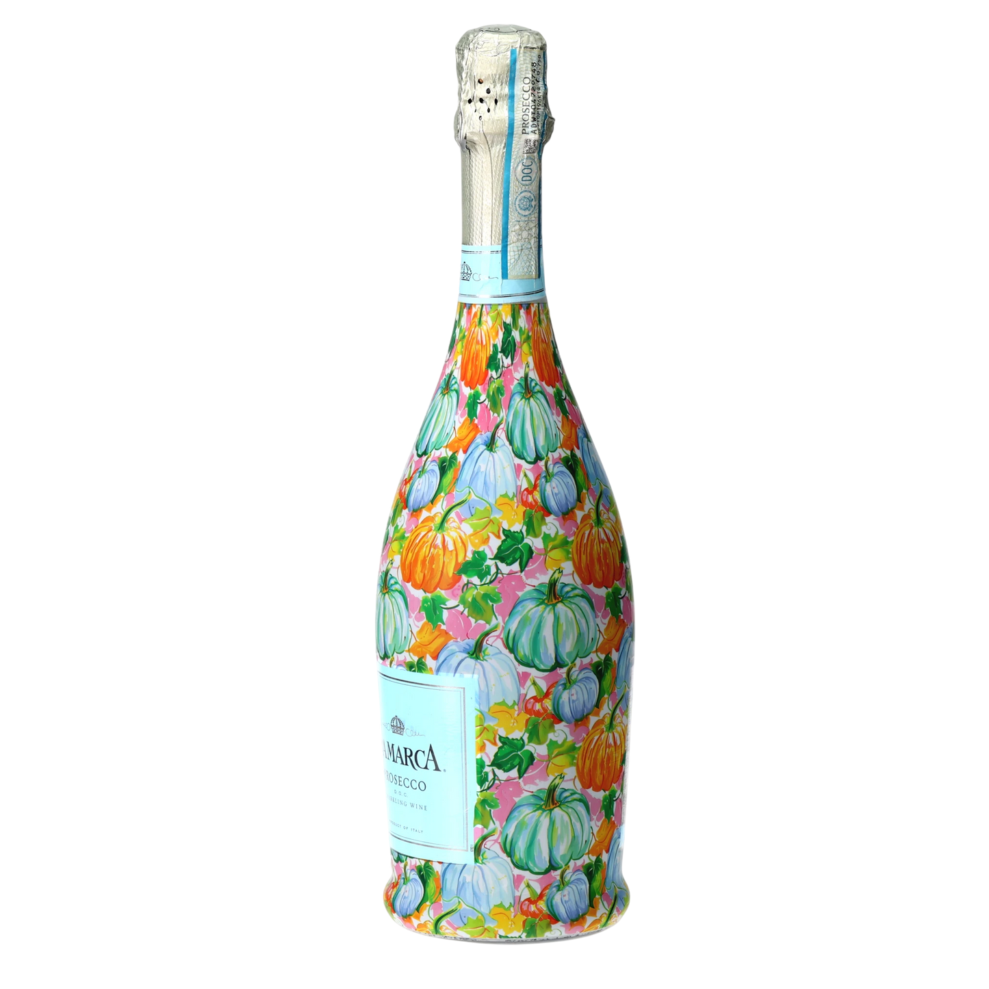 Orange & Blue Pumpkins Prosecco Bottle Wrap