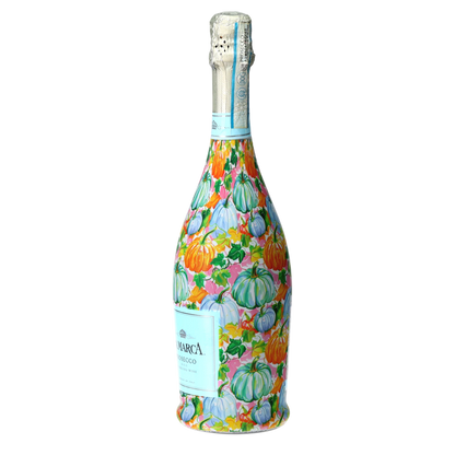Orange & Blue Pumpkins Prosecco Bottle Wrap
