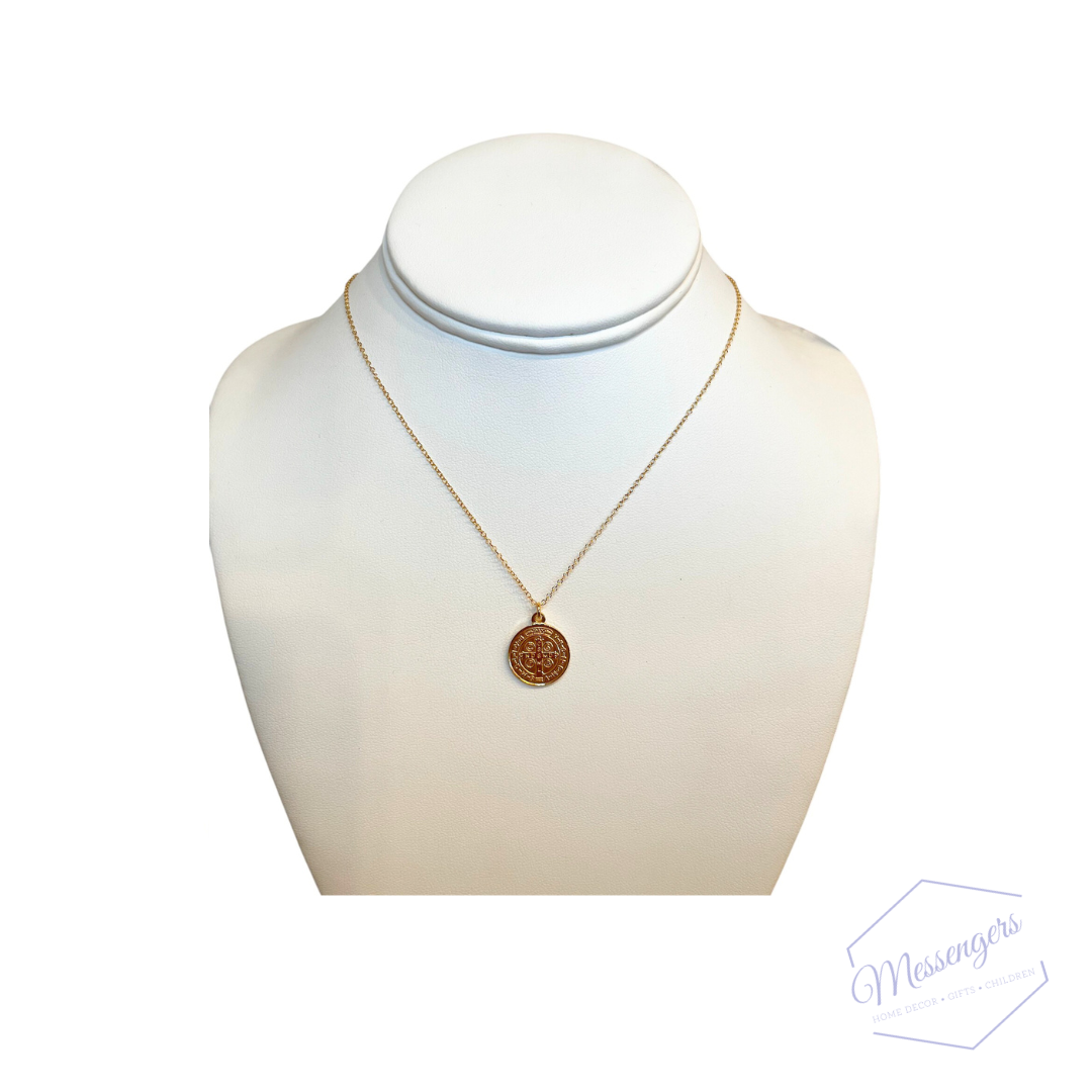 16" Necklace Gold - Blessing Gold Disc