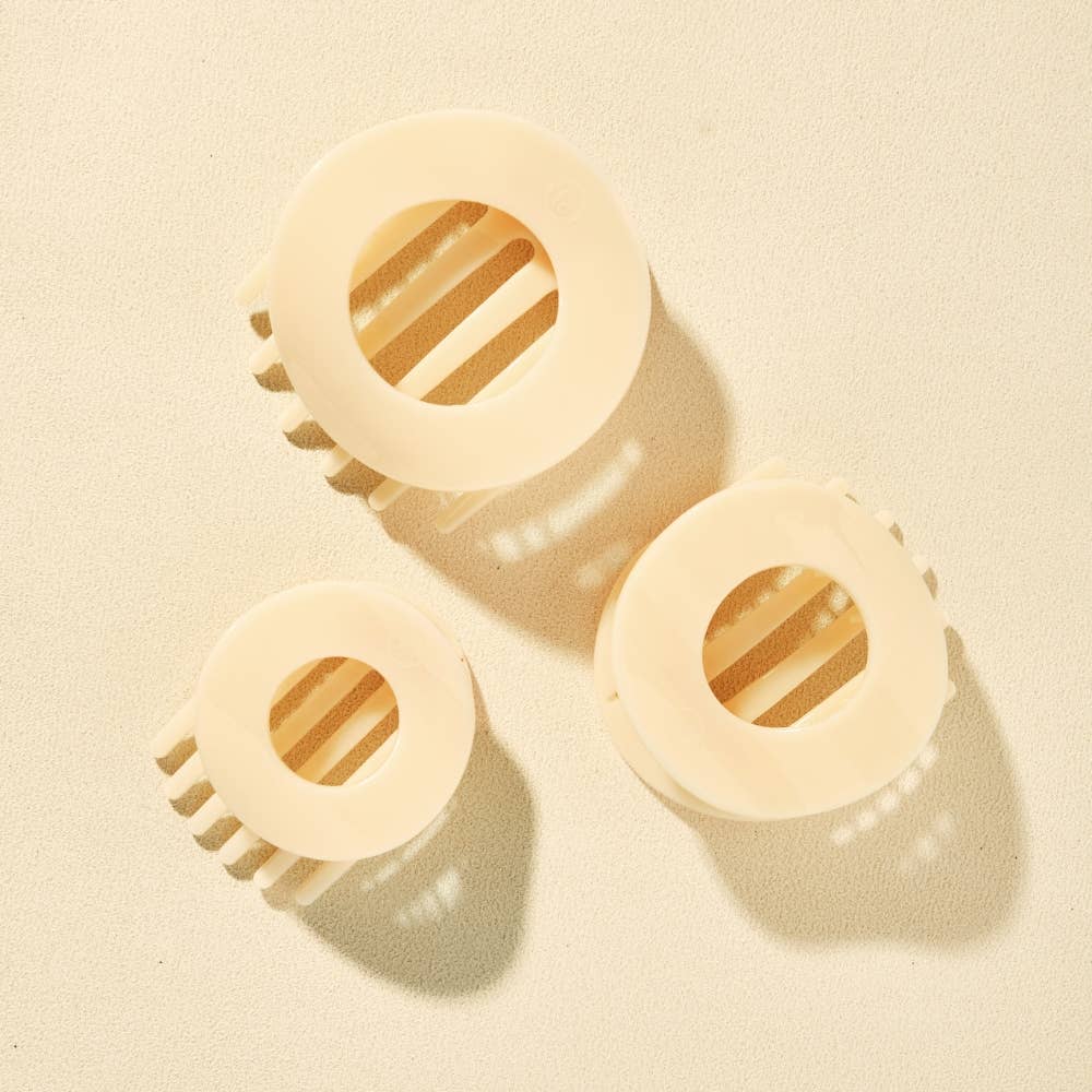 Almond Beige | Large | Flat Circle Hair Clip