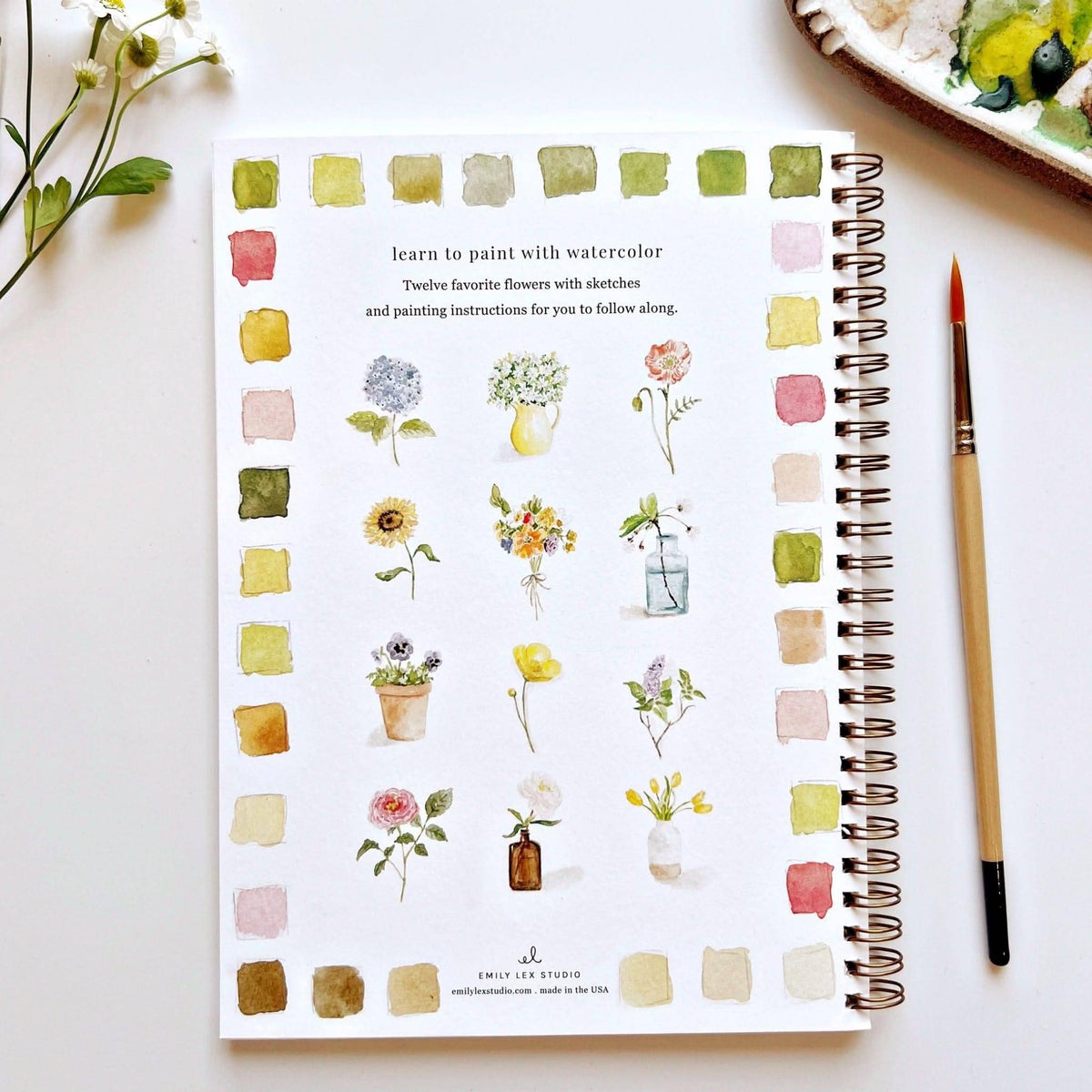Flowers - Watercolor Book w/ Paints