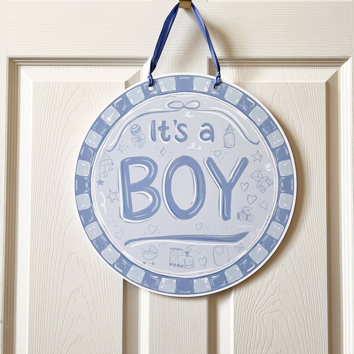 It's A Boy Round Door Hanger