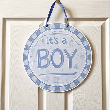 It's A Boy Round Door Hanger