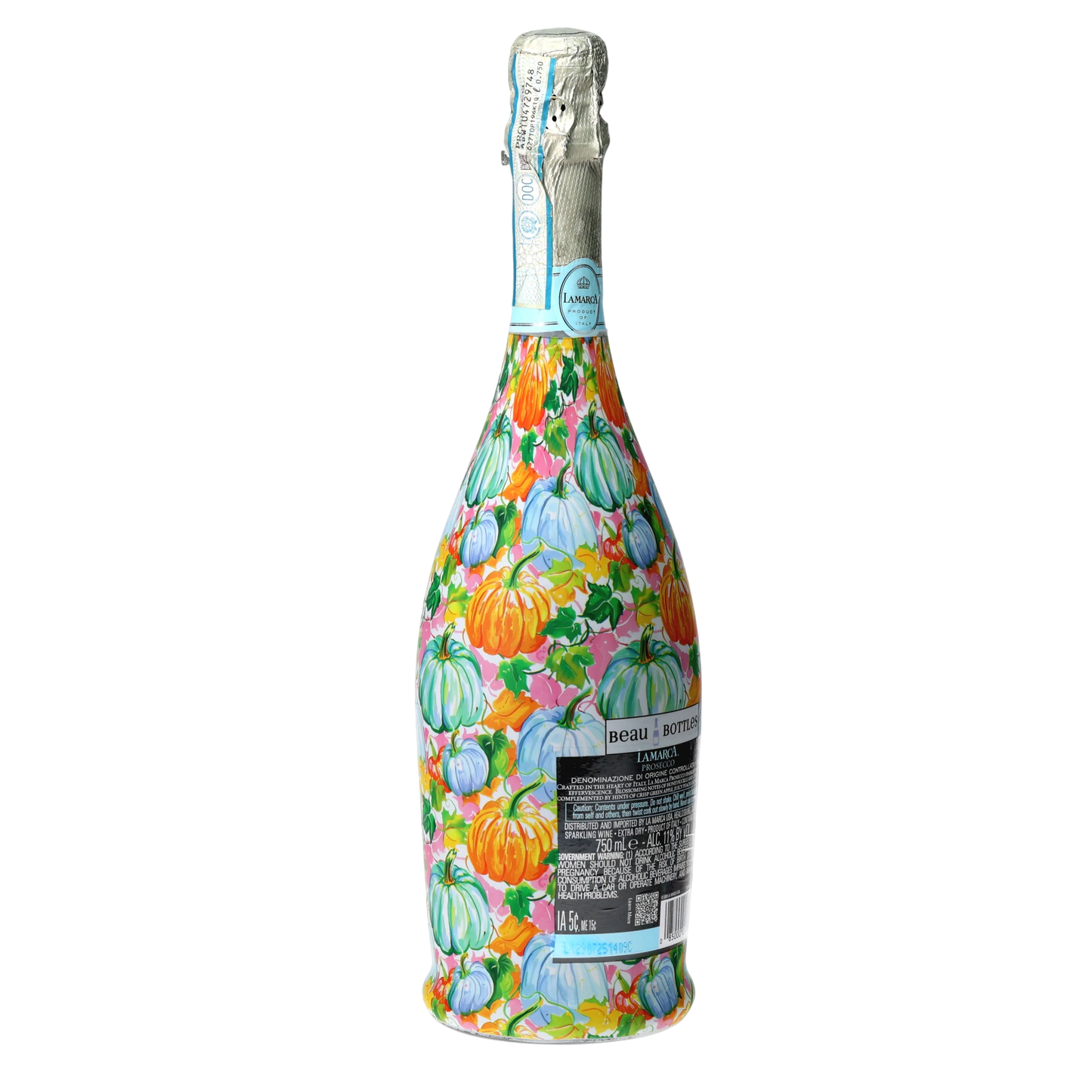 Orange & Blue Pumpkins Prosecco Bottle Wrap