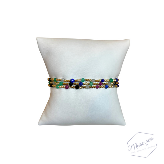 Gemstone Gold Sincerity Pattern 3mm Bead Bracelet - Hot Mess FW