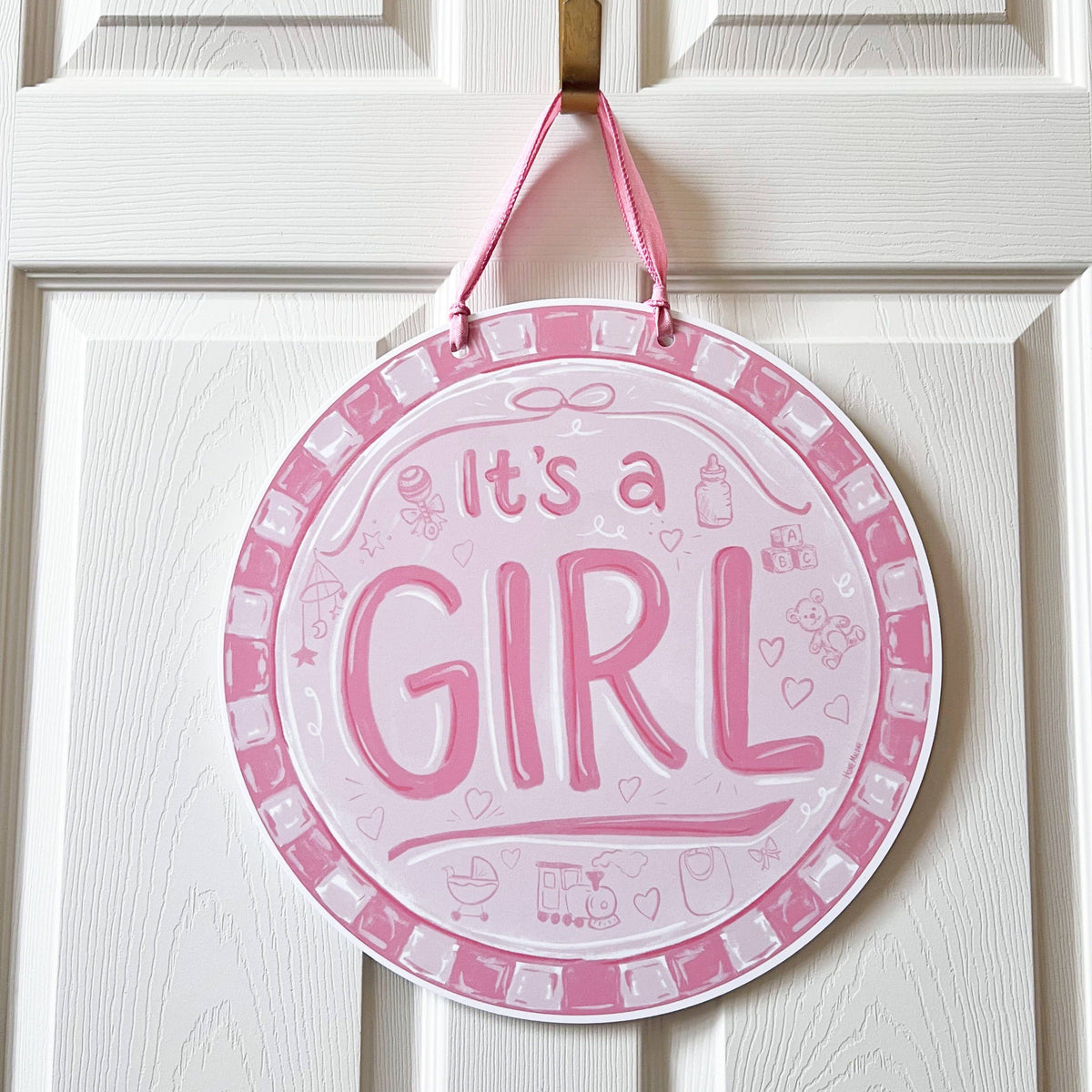 It's A Girl Round Door Hanger
