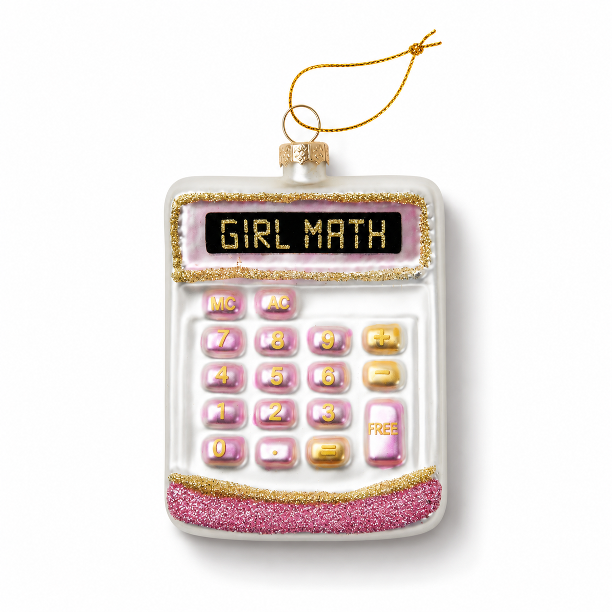 Girl Math - Funny Calculator Glass Ornament, Holiday Gift