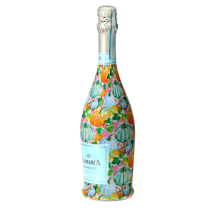 Orange & Blue Pumpkins Prosecco Bottle Wrap