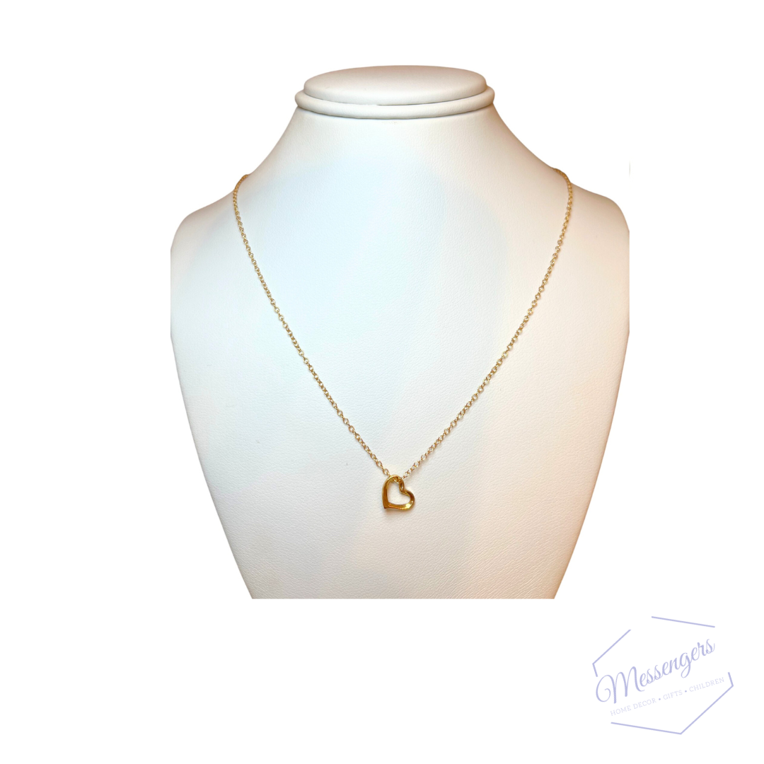 16" Necklace Gold - Love Small Gold Charm