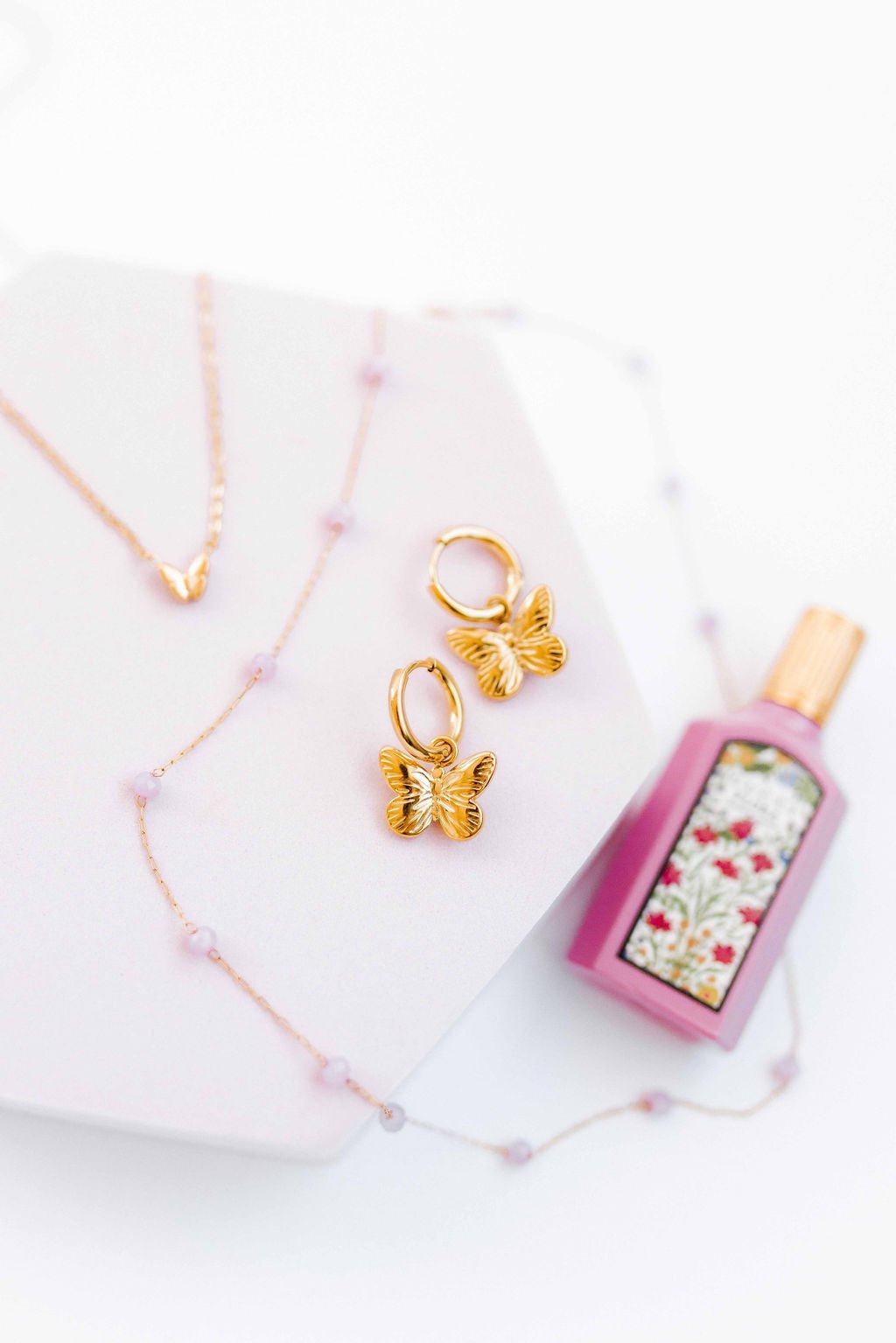 Huggie Charm Earrings - Faye Butterfly Gold