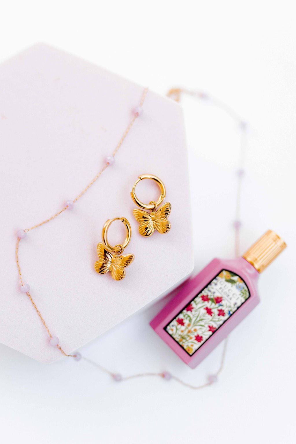 Huggie Charm Earrings - Faye Butterfly Gold