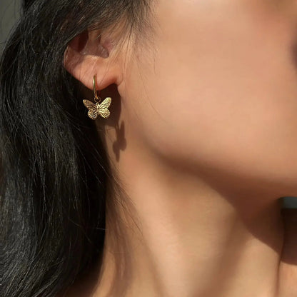 Huggie Charm Earrings - Faye Butterfly Gold