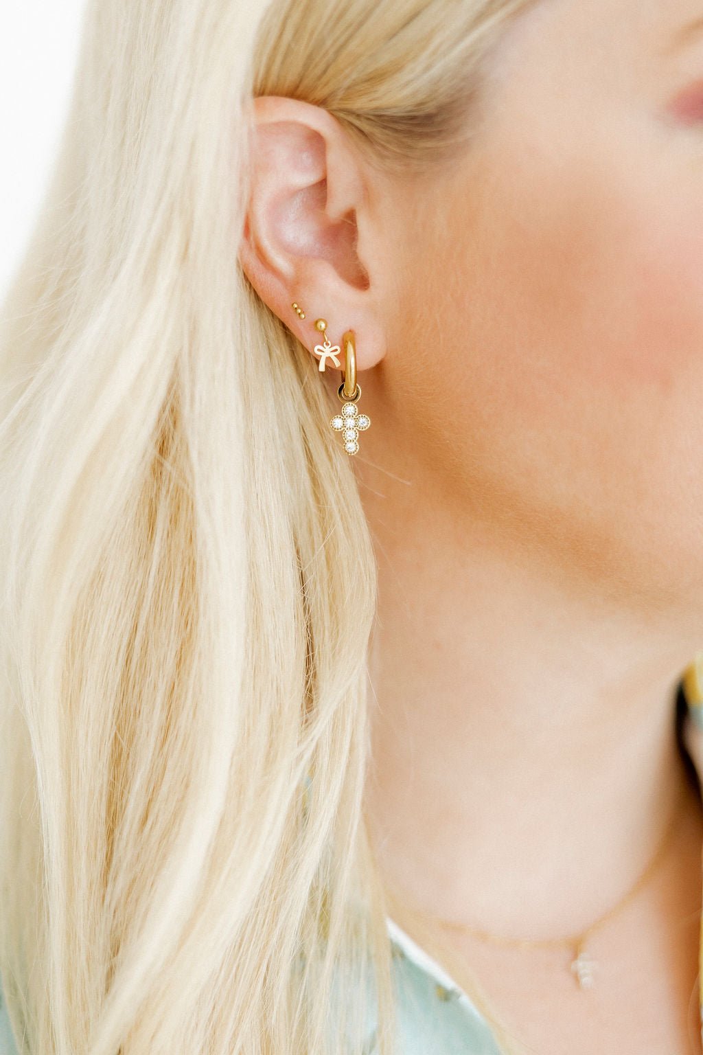 Huggie Charm Earrings - Esther Cross Clear