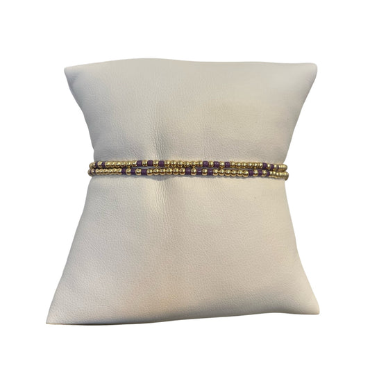 Gameday Hope Joy Pattern 2mm Bead Bracelet - Purple