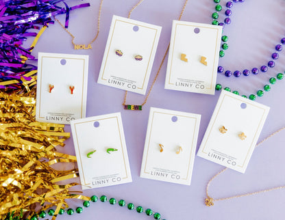Screwback Stud Earrings - Mardi Gras Mask