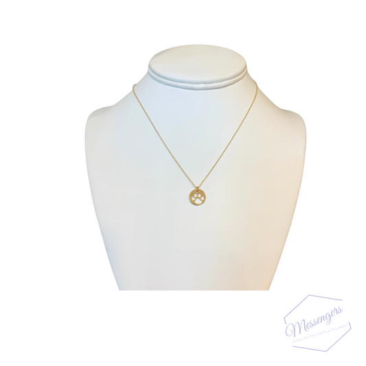 16" Necklace Gold Paw Print