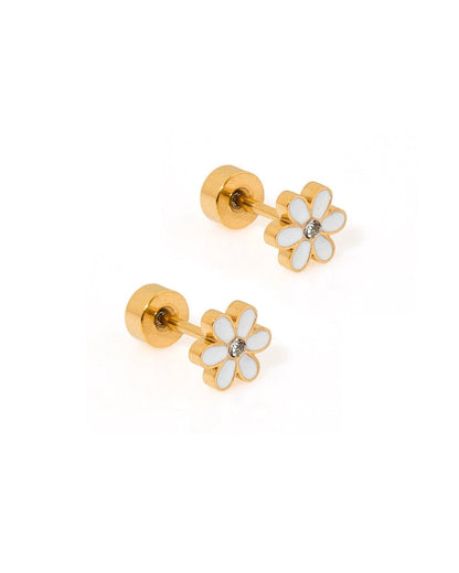 Screwback Stud Earrings - Alli White