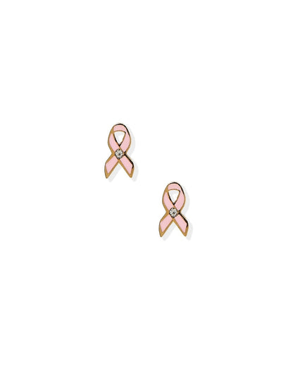 Screwback Stud Earrings - Breast Cancer Ribbon