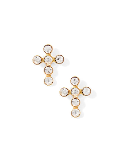 Screwback Stud Earrings - Clara Cross Gold Sparkle