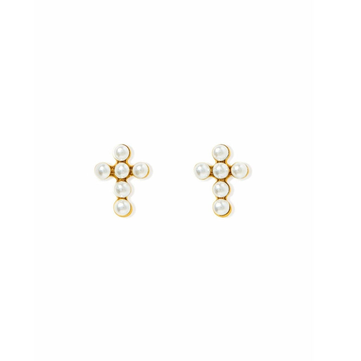 Screwback Stud Earrings - Clara Cross Pearl